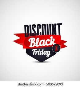 Black Friday Sale Vector Elements in Vintage Style. Badge or Label. DISCOUNT