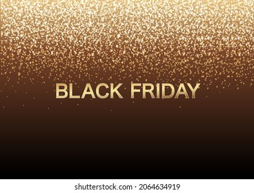 Black Friday Sale Vector Horizontal Background illustration With Glittering Gold Powder.