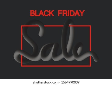 Black Friday sale vector illustration. Modern tubular lettering trend.
