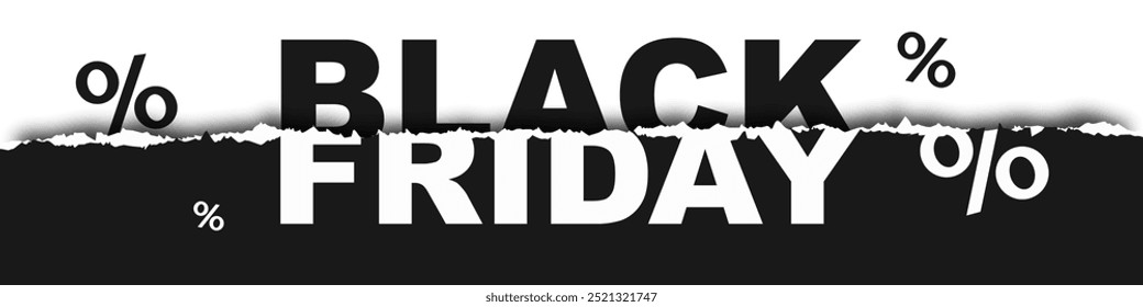 Viernes Negro Ilustración vectorial de Rebajas. Fondo de estilo de papel rasgado para Black Friday. Venta de Black Friday con efecto de papel rasgado