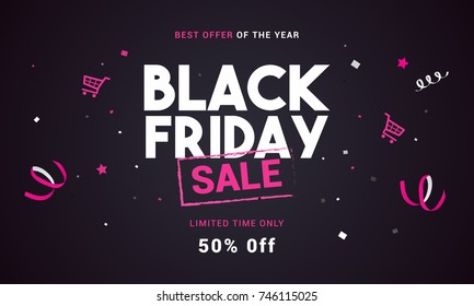 Black Friday sale vector illustration, Black and pink theme