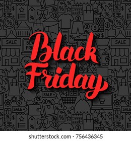 Black Friday Sale. Vector Illustration for Promotion with Handwritten Lettering.