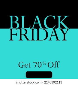 Black Friday Sales, Vektorgrafik 70 % Rabatt auf Schwarz-Blau