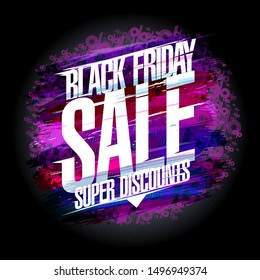 Black friday sale vector poster concept, super discounts banner