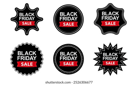 Black Friday venda selo vetor para anúncio. Adesivo de cupom de desconto. Ilustração, logotipo, selo, etiqueta, emblema, marca ou selo.