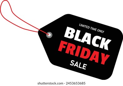 Black Friday Sale: Vektorgrafik Tag für exklusive Angebote. Black Friday Sale Label-Vorlage. Illustration Verkaufsetikett auf weißem Hintergrund. Black Friday-Verkaufsetikett. Schwarz Freitag Design, Verkauf, Rabatt.