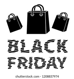 Black friday sale vector template. Shopping paper bag banner. Simple illustration of shopping paper bag vector banner for web
