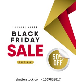 Black friday Sale vector template. Special offer 50% off.