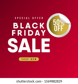 Black friday Sale vector template. Special offer 50% off.