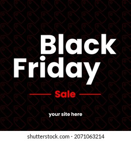 black friday sale vector template for social media with red label pattern