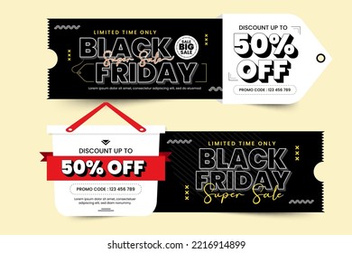 Black Friday sale voucher or coupon design template easy to customize simple and elegant design