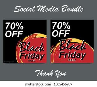 Black Friday sale web banner promotion  for social media mobile apps. Social media template for black friday promotion. Editable template for digital marketing and web banner