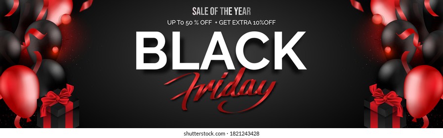 Black friday sale web banner layout design template. Advertising Poster design.Vector illustration.