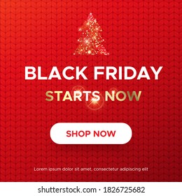 Black Friday Sale web banner on a red wicker pigtails background