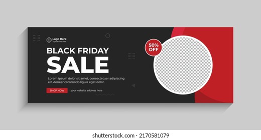 Black Friday sale web banner and cover ads, can use for social media, social media post design template black and red color, file with layered and eps 10