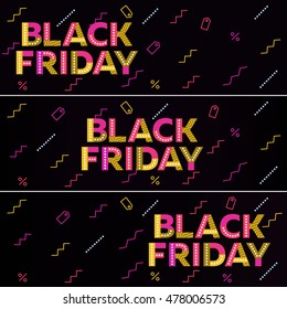 Black friday sale. Black web banner. Poster Sale. The original inscription. Advertising. Vector illustration