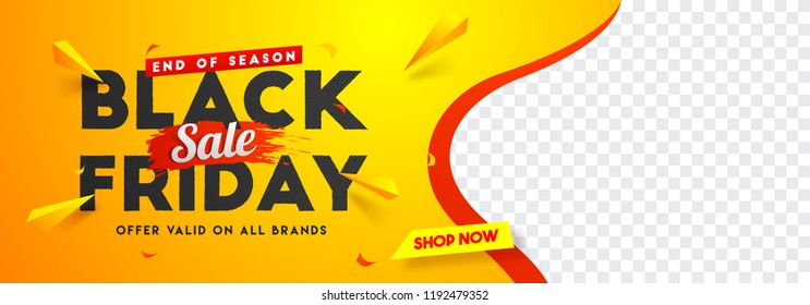 Black Friday sale website banner design with space for your product image.