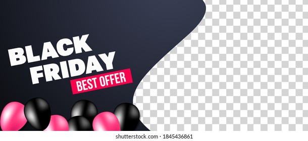 Black Friday sale website banner design with space for your product image.