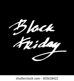 Black Friday sale white lettering on black background. Vector illustration