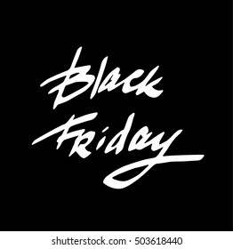 Black Friday sale white lettering on black background. Vector illustration