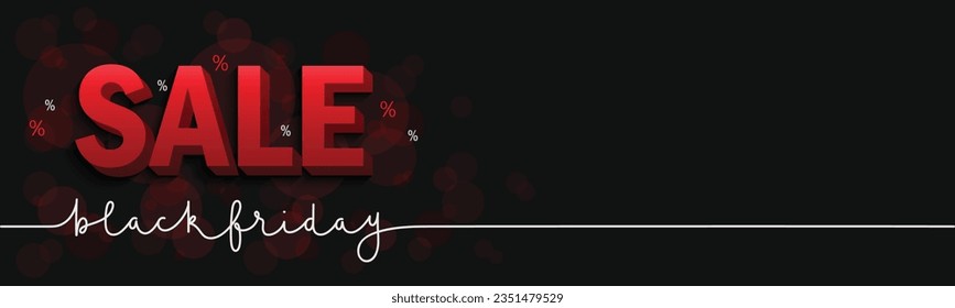 BLACK FRIDAY SALE white and red vector banner on blackground with copy space