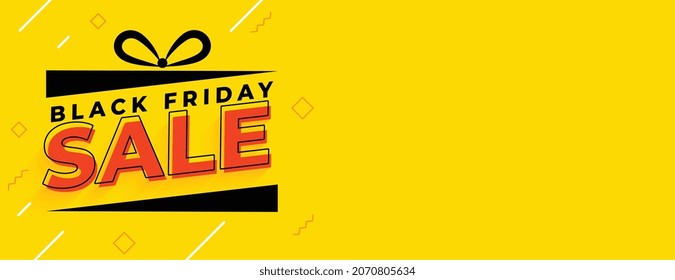 black friday sale yellow wide banner with memphis elements