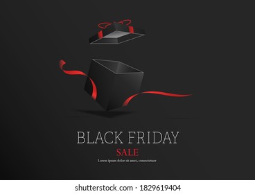 Black Friday sale.Black open gift box.