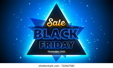 Black Friday sales background 16x9 template, special offer, end of season. Vector illustration