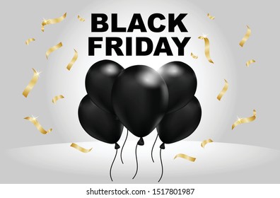 Black Friday sales background with balloons on a white background. Modern design. Universal vector background 