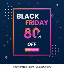 Black Friday sales banner 80% off. Black Friday promotion 80% discount offer
