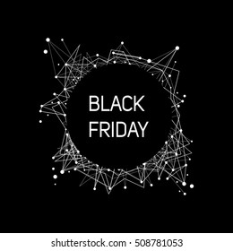 Black Friday Sales Banner with Dots and Lines. Connection Concept. Digital data visualization. Social network graphic concept. Geometric technology vector background. eps 10