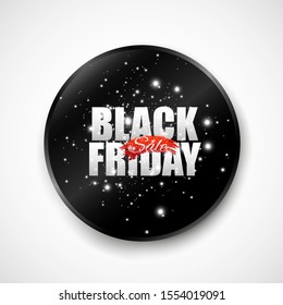 Black Friday. Sales Banner. Vector illustration. Black tag, round banner.
