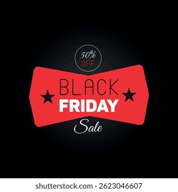 Black Friday sales and discount, 50 percent off text, simple black Friday vector design