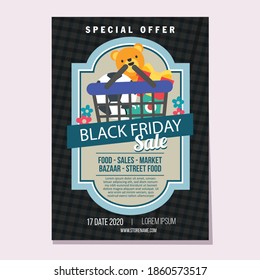 venta de viernes negro estilo plano de mercado ilustración vectorial