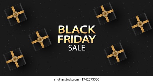 Black Friday sales gift banner, vector art illustration.