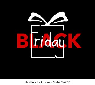 Black friday sales lettering for banner and flyer - combination of word and gift box silhouette 