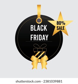 Black Friday sales ribbon with black and gold color 