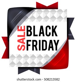 Black Friday sales, square banners with colored ribbons. Gifts for Christmas and New Year.