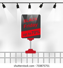 black Friday sales in the store signboard on the basket