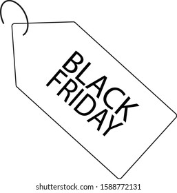 Black Friday sales tag flat design icon. No open shapes or paths. Black friday design, sale, discount, advertising, marketing price tag. Clothes, furnishings, cars, food sale, EPS 10 vector 