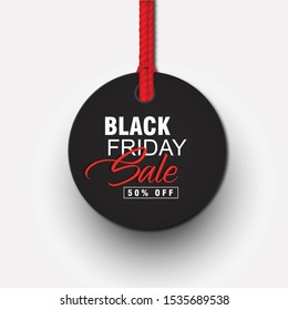 Black Friday sales tag with hand lettering.