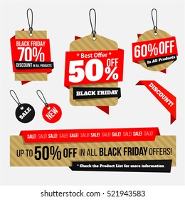 Black Friday Sales tag Origami Style and Discount Banner