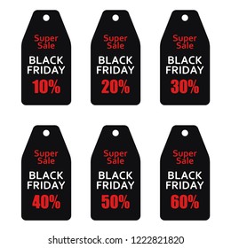 Black Friday sales tag. Set of sales tags. Sale. Black friday. Vector illustration. EPS 10.