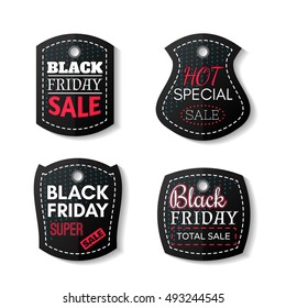 Black Friday sales tag set. Vector Illustration.