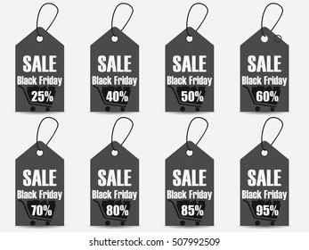 Black Friday sales tag. Set of black friday labels. Vector illustration.