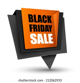 Black Friday sales tag. Vector Illustration, grouped for easy editing. Can use for promotion.