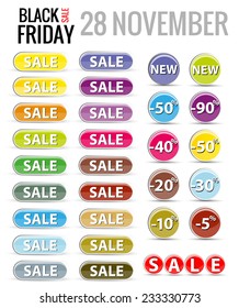 Black Friday sales tag.  Vector EPS 10 illustration.