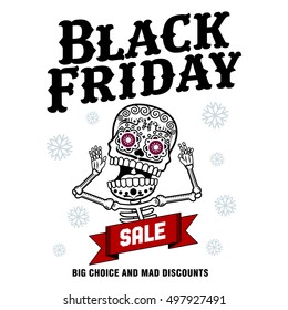 Black Friday sales tag. Vector flat Illustration, grouped for easy editing. Web banners, advertisements, brochures, business templates. Isolated on a white background.