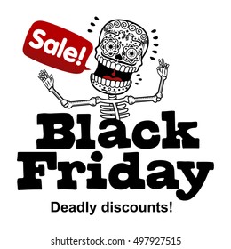 Black Friday sales tag. Vector flat Illustration, grouped for easy editing. Web banners, advertisements, brochures, business templates. Isolated on a white background.