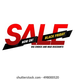 Black Friday sales tag. Vector flat Illustration, grouped for easy editing. Web banners, advertisements, brochures, business templates. Isolated on a white background.